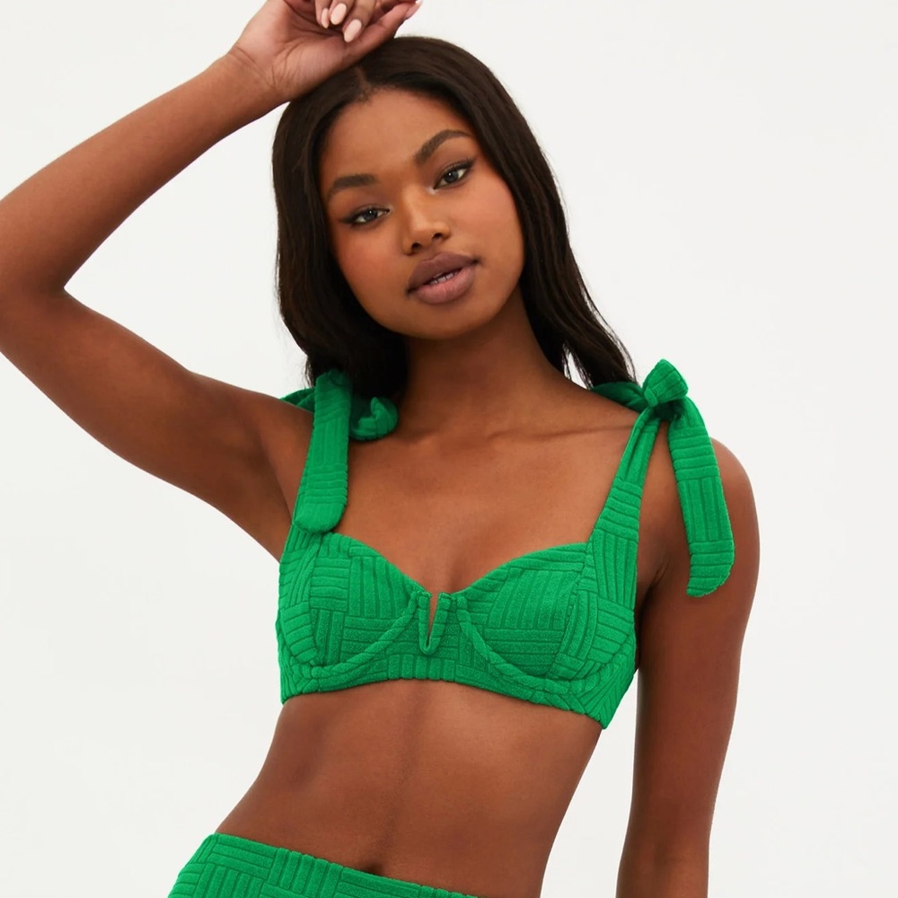 NEW Beach Riot Blaire Swim Top Terry Green Size Medium